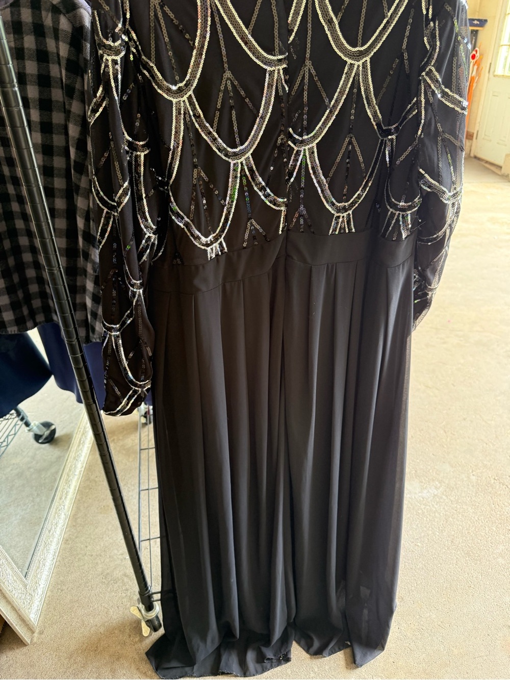 Elegant Black with gold and silver Sequins Evening Dress - Women's Formal Gown